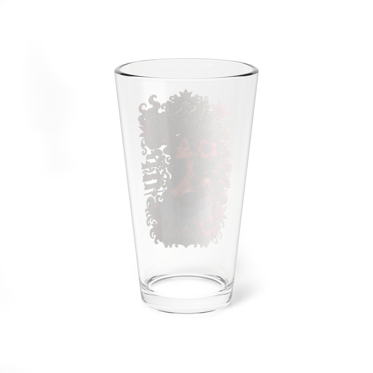 16oz Mixing Glass with Flaming Siren Crest — Barware Cocktail Stirring Glass