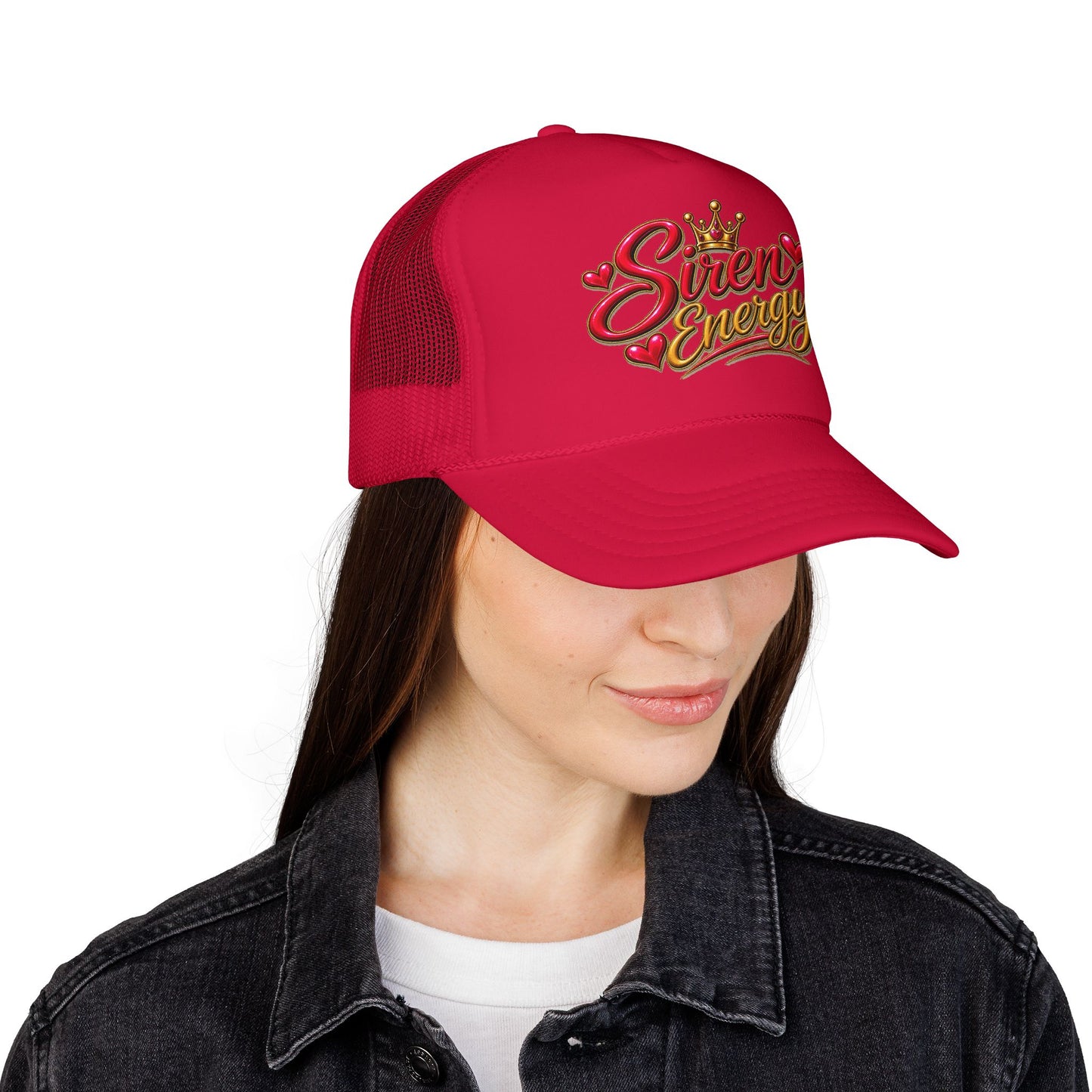 Siren Energy Trucker Hat — Glitter Script Crown Design