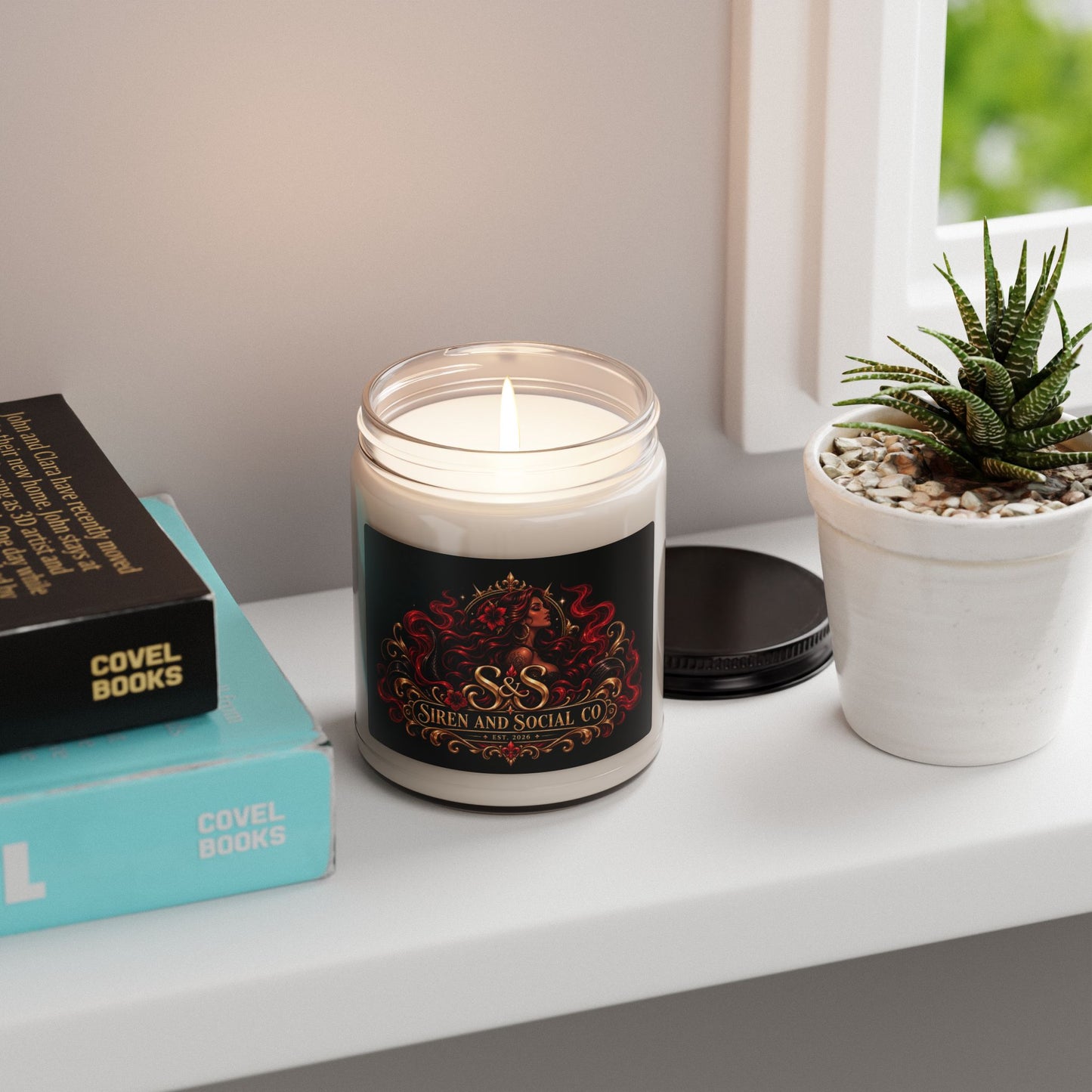 Siren & Social Co. 9oz Scented Soy Candle — Luxurious Floral Amber Candle Jar