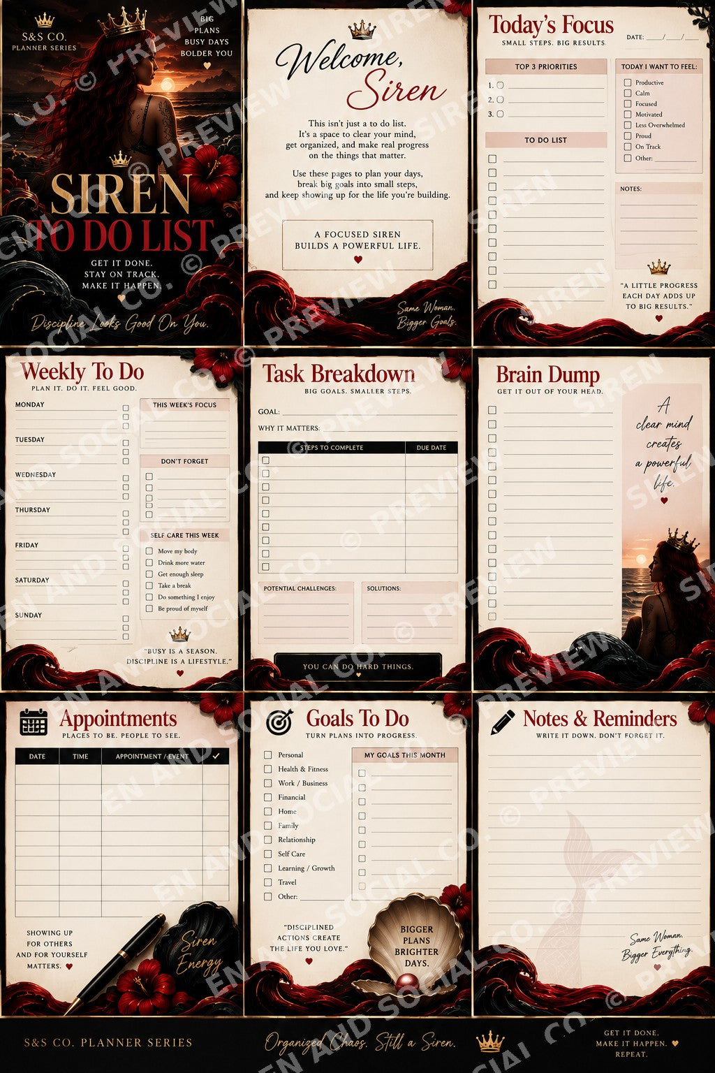 Siren To Do List digital ADHD planner by Siren and Social Co.