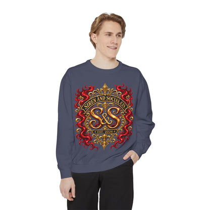 Siren & Social Co. Crewneck Sweatshirt — Vintage Gold & Red Crest