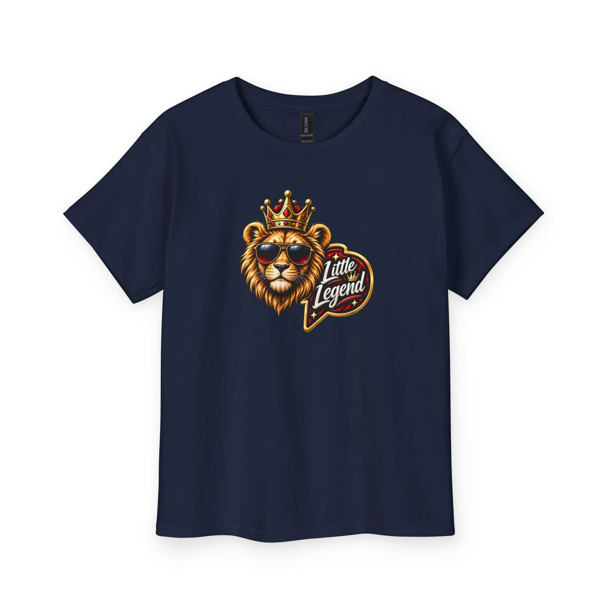 Youth Tee — "Little King" Lion Crown Kids Graphic Shirt