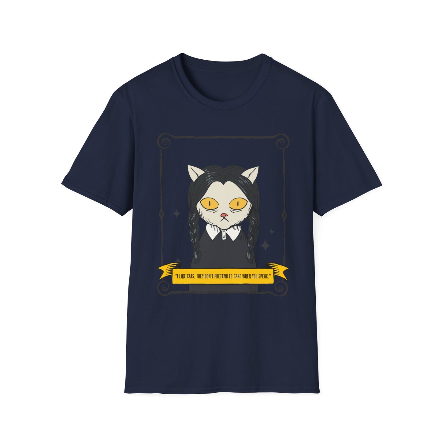 Mystic Cat Witch T‑Shirt — Yellow‑Eyed Wedneday Vibe Graphic Tee