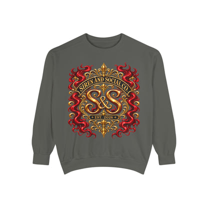 Siren & Social Co. Crewneck Sweatshirt — Vintage Gold & Red Crest