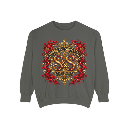 Siren & Social Co. Crewneck Sweatshirt — Vintage Gold & Red Crest
