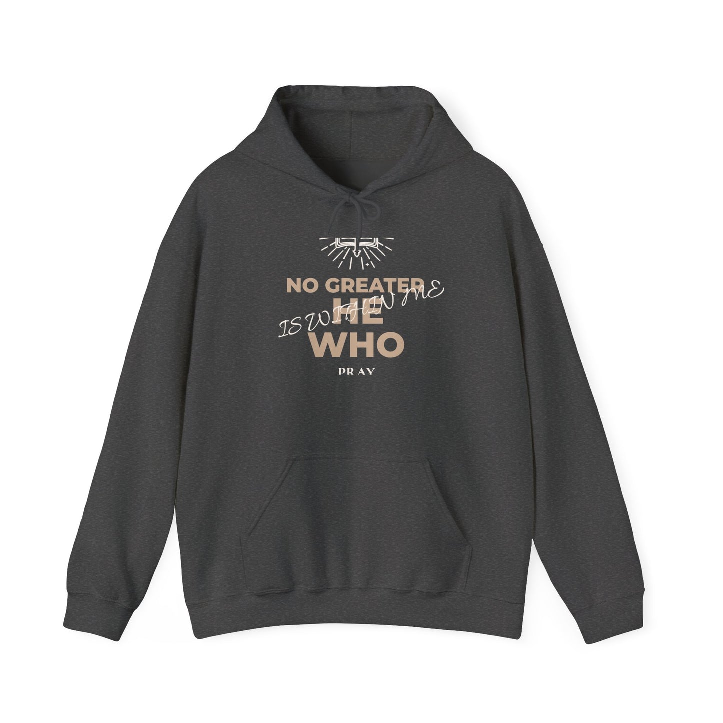 No Greater He Who Is Within Me Hoodie — Inspirational Christian Pullover