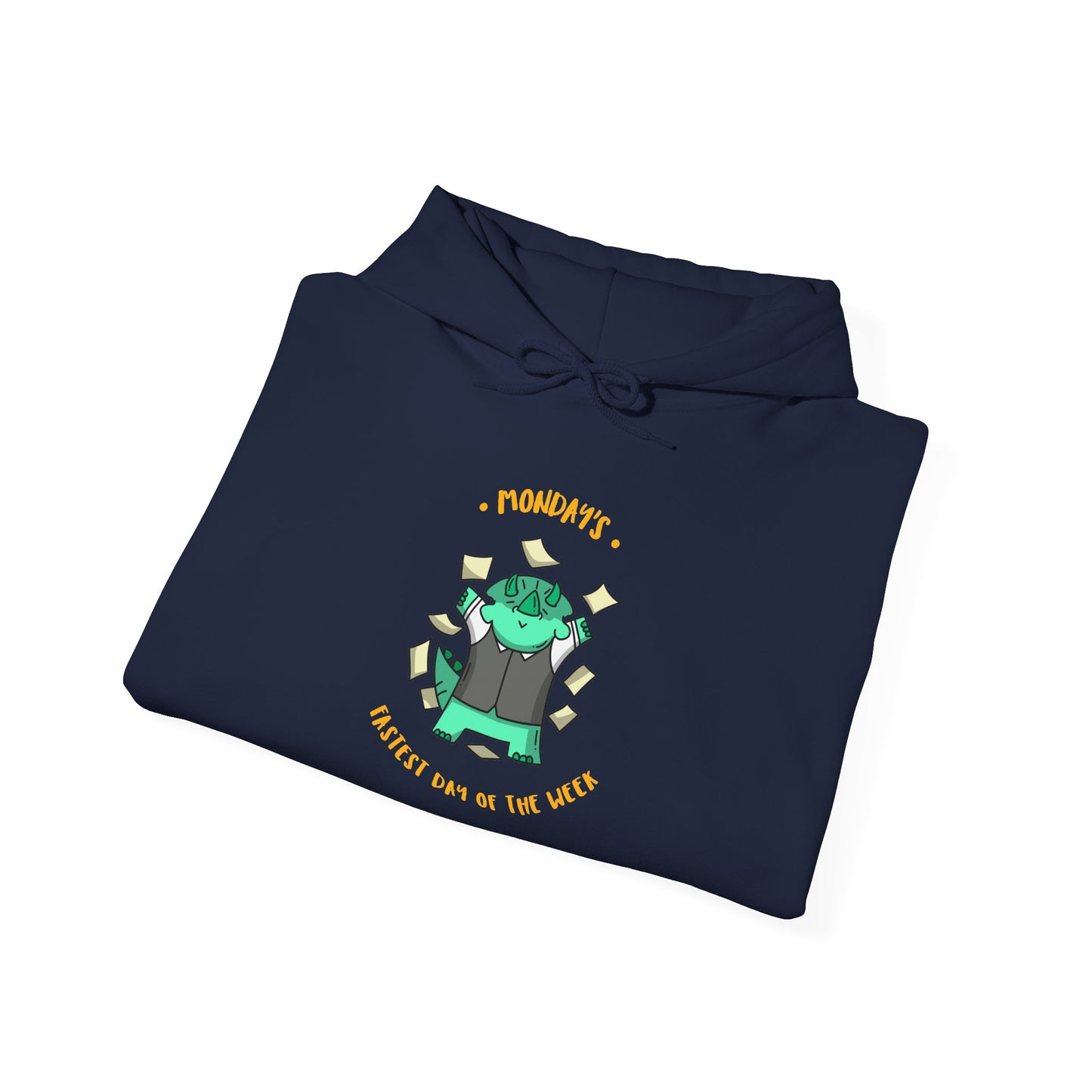 Money Monster Hoodie — Cute Green Creature Throwing Cash Graphic Sweatshirt