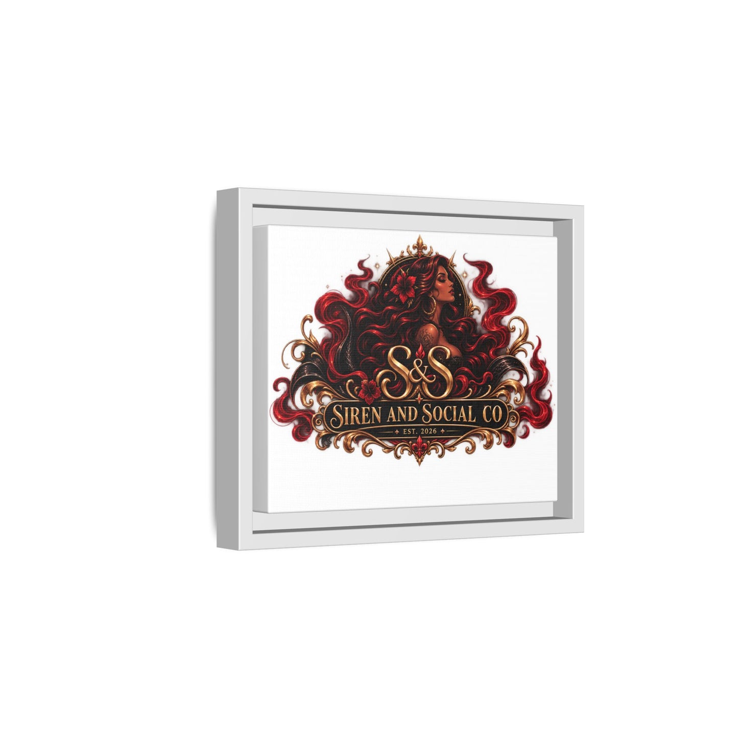 Siren & Social Co. Framed Matte Canvas Art — Red Siren Logo Wall Decor
