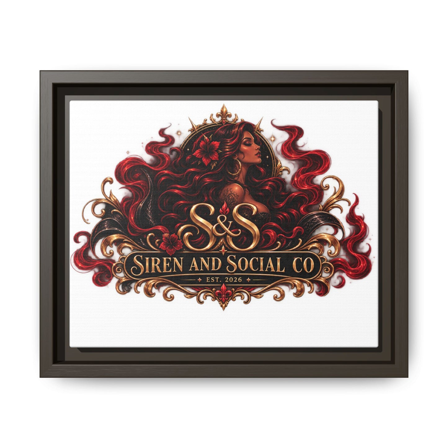 Siren & Social Co. Framed Matte Canvas Art — Red Siren Logo Wall Decor