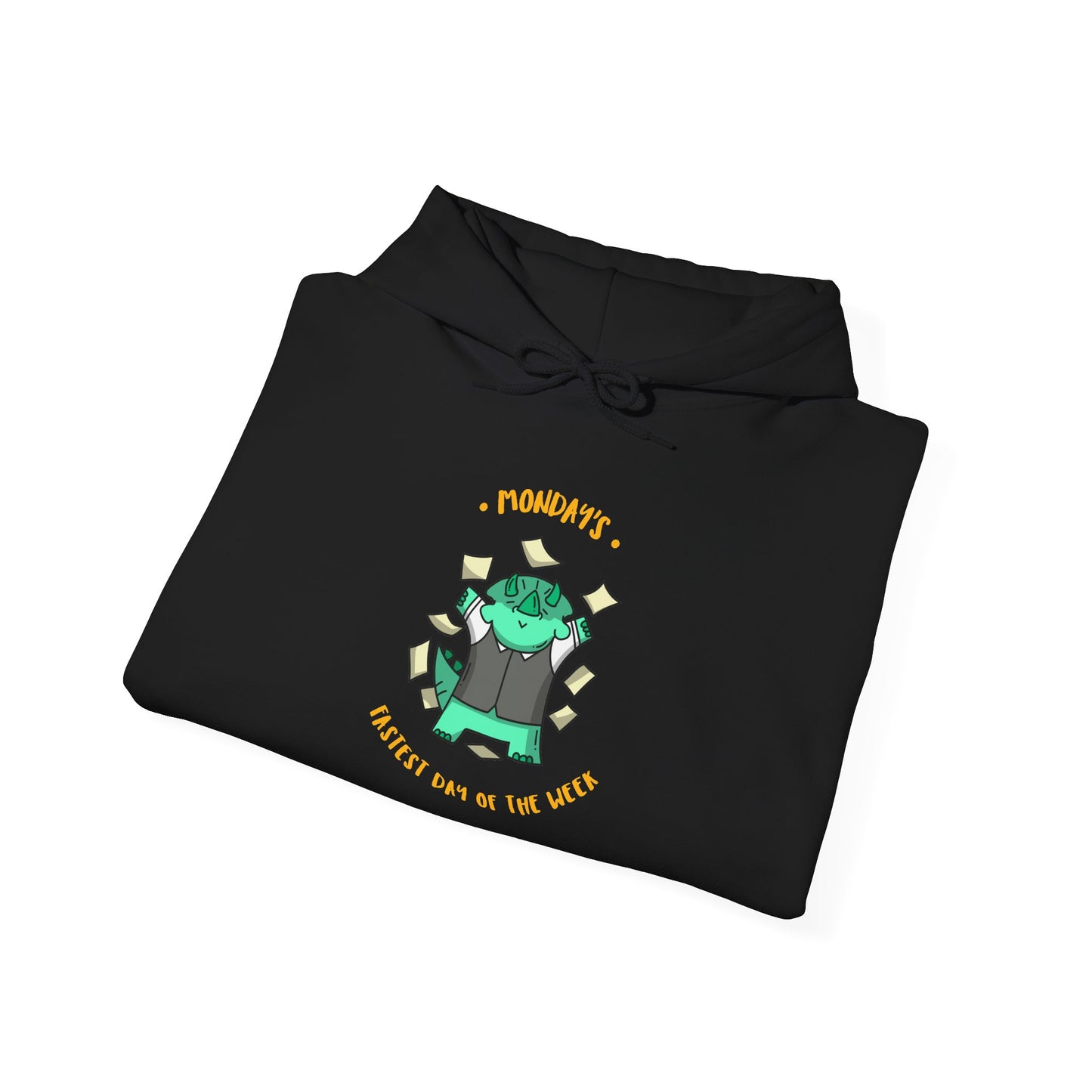Money Monster Hoodie — Cute Green Creature Throwing Cash Graphic Sweatshirt