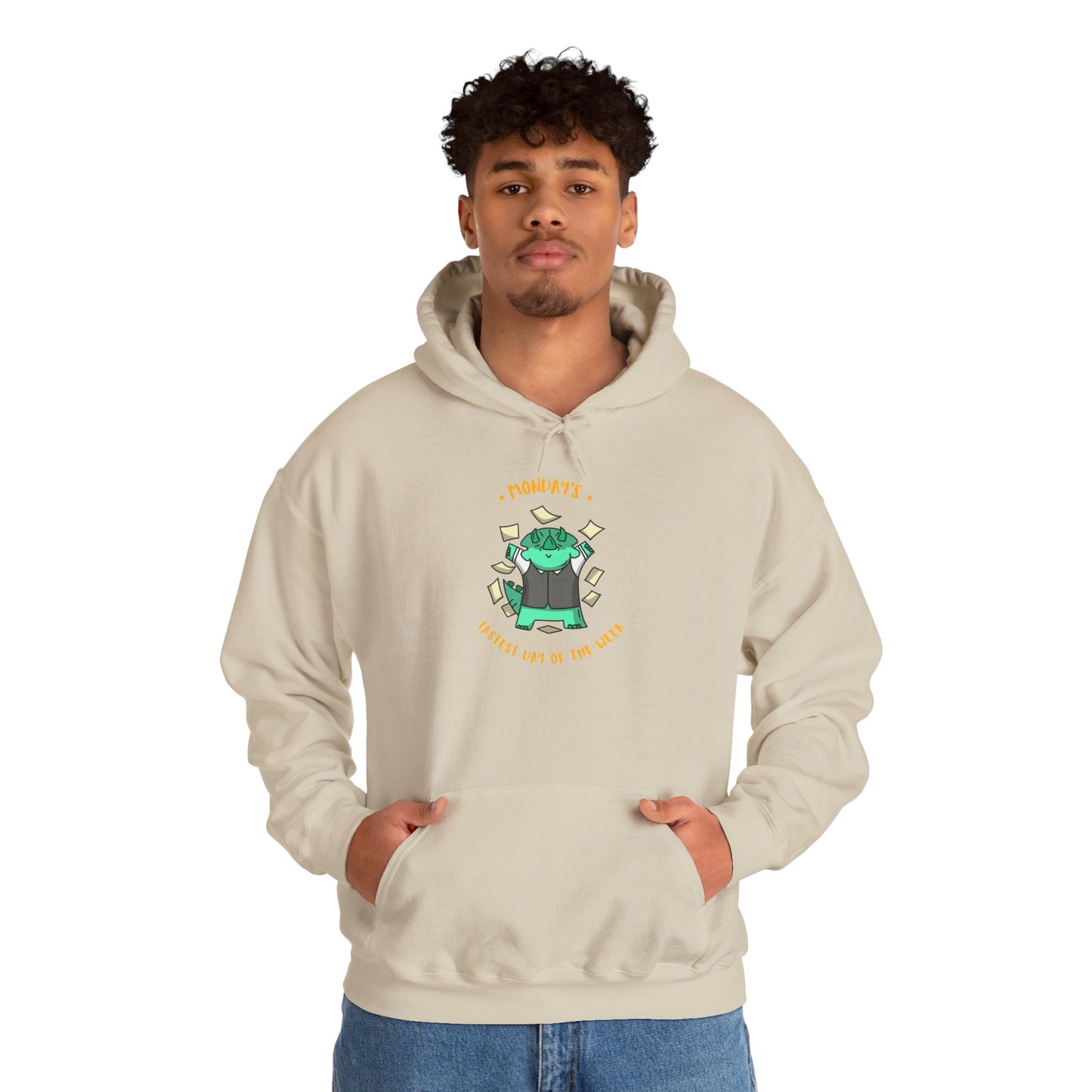 Money Monster Hoodie — Cute Green Creature Throwing Cash Graphic Sweatshirt