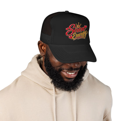 Siren Energy Trucker Hat — Glitter Script Crown Design