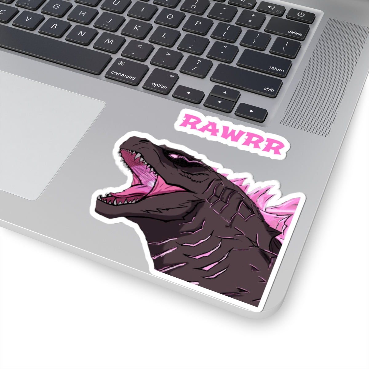 Godzilla-Inspired Pink Roar Kiss-Cut Sticker — 'KAWKR' Laptop Decal