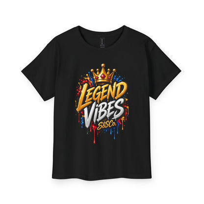 Legend Vibes Kids T‑Shirt — Youth Graphic Tee with Crown Street Art Design
