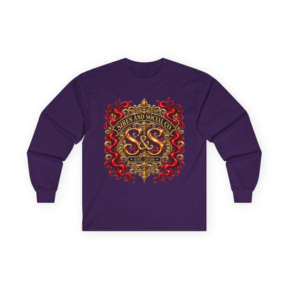 Heraldic Crest Long Sleeve Tee — 'Skin and Skull Co.' Gothic Emblem