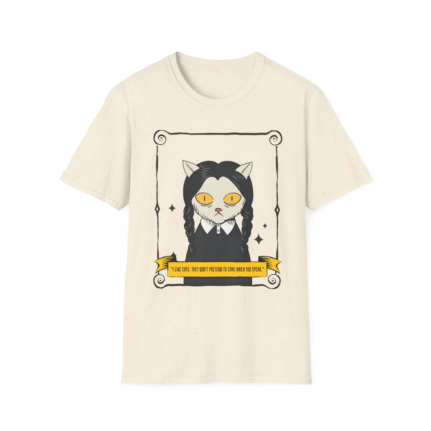 Mystic Cat Witch T‑Shirt — Yellow‑Eyed Wedneday Vibe Graphic Tee