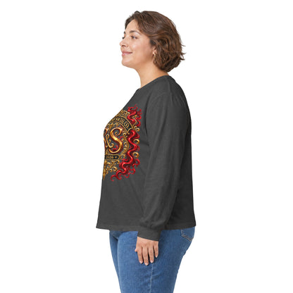 Heraldic Crest Long Sleeve Tee — 'Skin and Skull Co.' Gothic Emblem