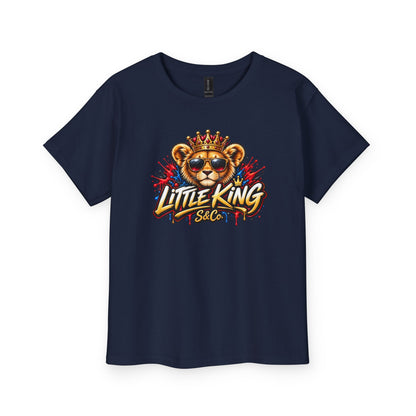 Youth Tee — "Little King" Lion Crown Kids Graphic Shirt