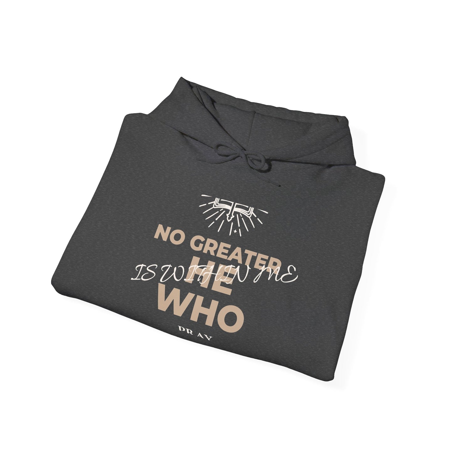 No Greater He Who Is Within Me Hoodie — Inspirational Christian Pullover