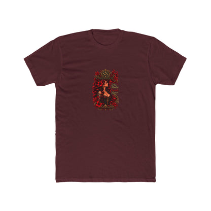 Gothic Siren Graphic Tee — Red Rose Woman Crest T‑Shirt