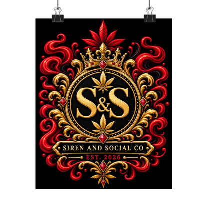 Siren & Social Co. Ornate Crest Poster — Matte Vertical Wall Art (Est. 2026)