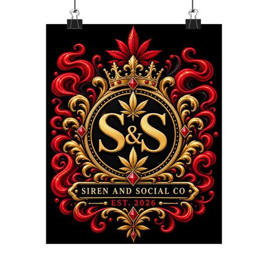 Siren & Social Co. Ornate Crest Poster — Matte Vertical Wall Art (Est. 2026)