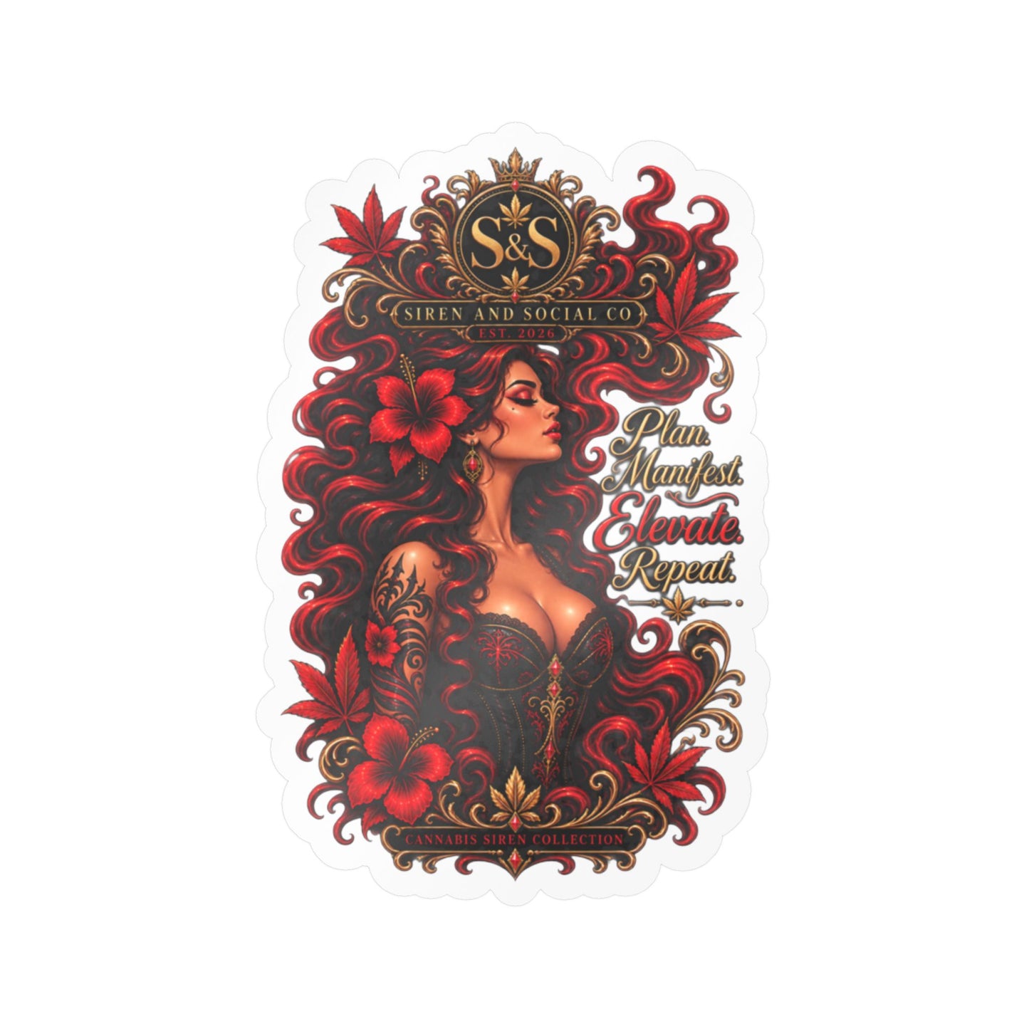 Vintage Red Rose Femme Vinyl Sticker — Kiss-Cut Decal