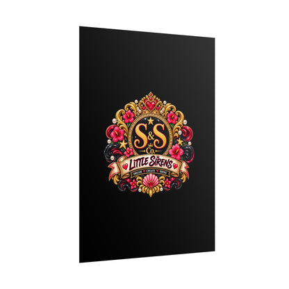 Little Sirens Rolled Poster — Vintage Mermaid Crest Wall Art