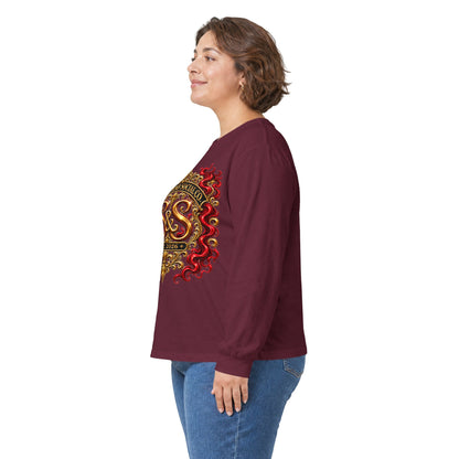 Heraldic Crest Long Sleeve Tee — 'Skin and Skull Co.' Gothic Emblem