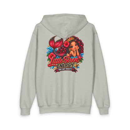 Youth Zipped Hoodie — “Little Siren Energy” Cute Mermaid Graphic
