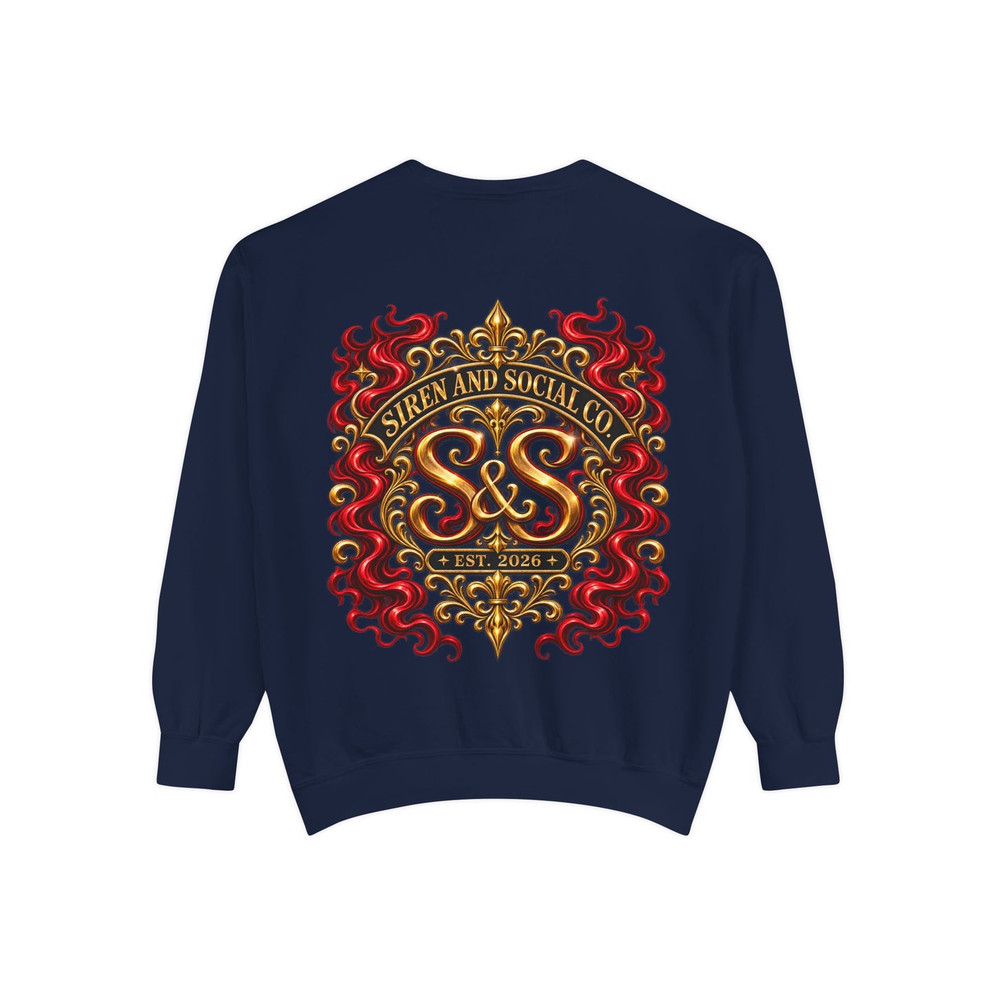 Siren & Social Co. Crewneck Sweatshirt — Vintage Gold & Red Crest