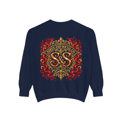 Siren & Social Co. Crewneck Sweatshirt — Vintage Gold & Red Crest