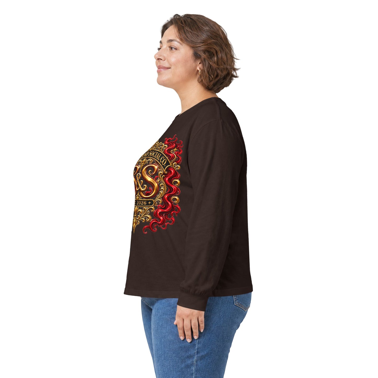 Heraldic Crest Long Sleeve Tee — 'Skin and Skull Co.' Gothic Emblem