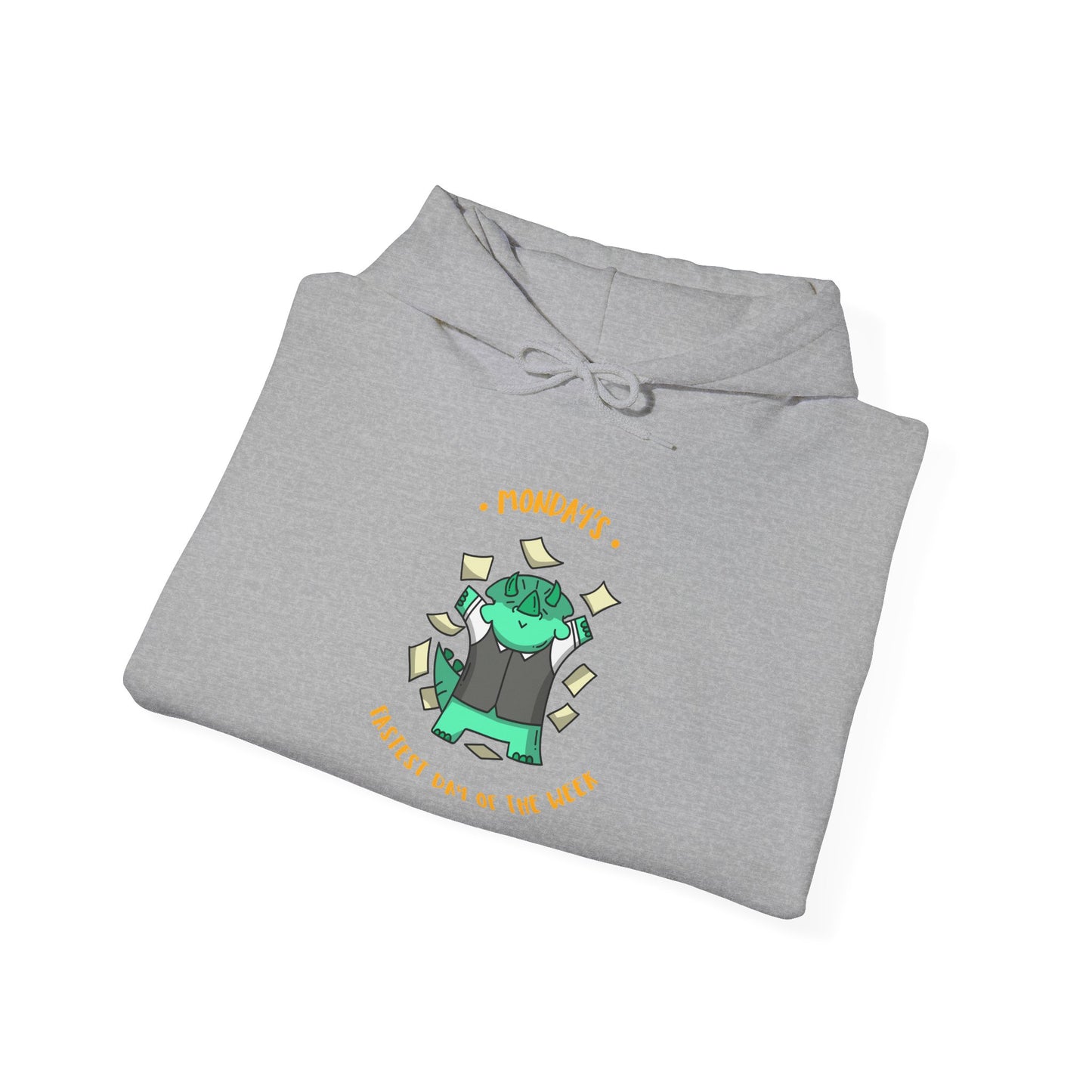 Money Monster Hoodie — Cute Green Creature Throwing Cash Graphic Sweatshirt