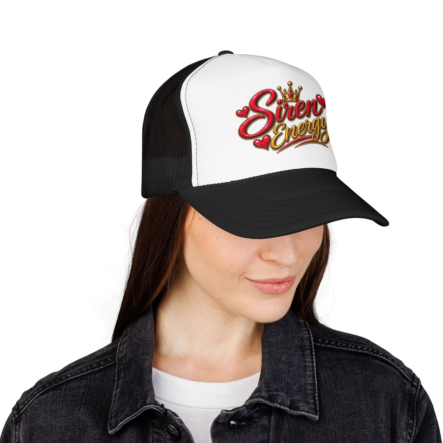 Siren Energy Trucker Hat — Glitter Script Crown Design