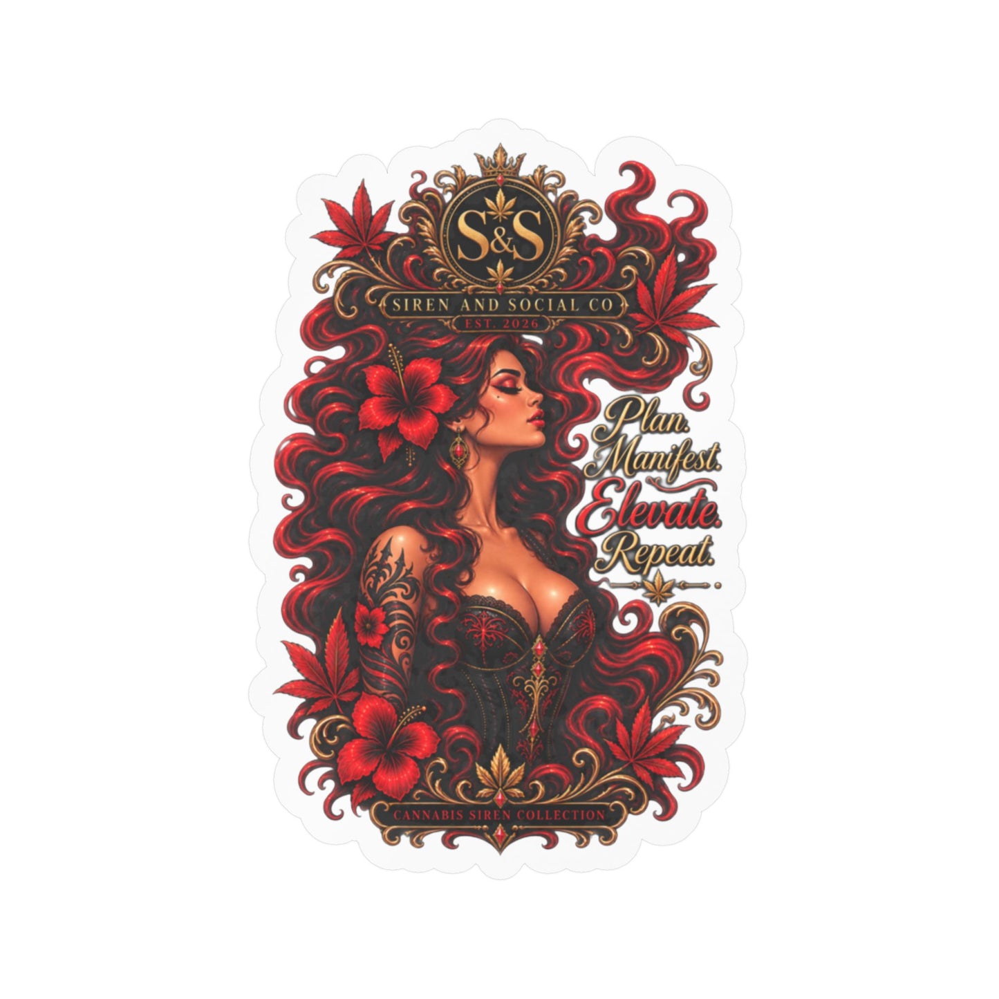 Vintage Red Rose Femme Vinyl Sticker — Kiss-Cut Decal
