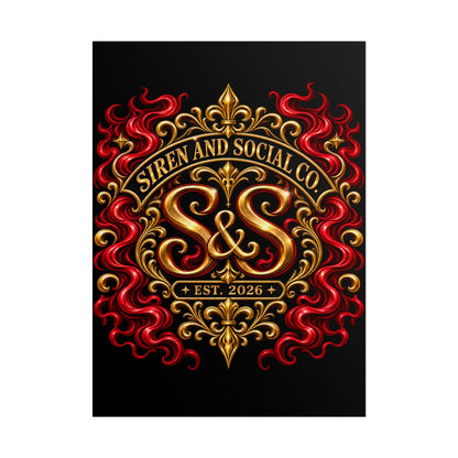 Siren and Social Co. Ornate Gold & Red Emblem Poster