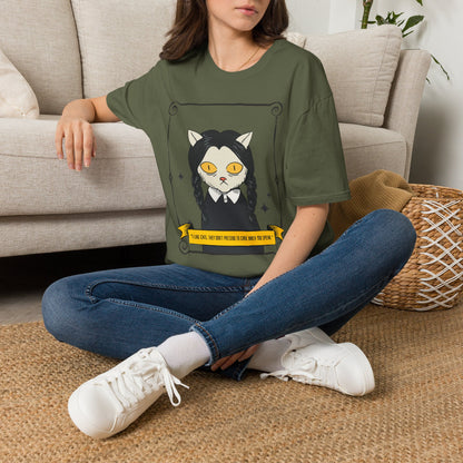 Mystic Cat Witch T‑Shirt — Yellow‑Eyed Wedneday Vibe Graphic Tee