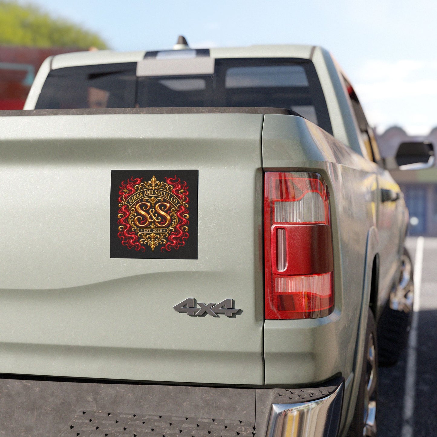 Car Magnet — Ornate Gold & Red 'Siren and Social Co.' Logo (Est. 2026)