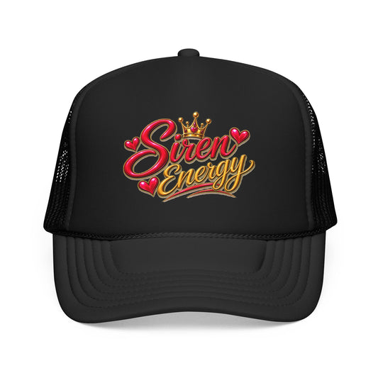 Siren Energy Trucker Hat — Glitter Script Crown Design