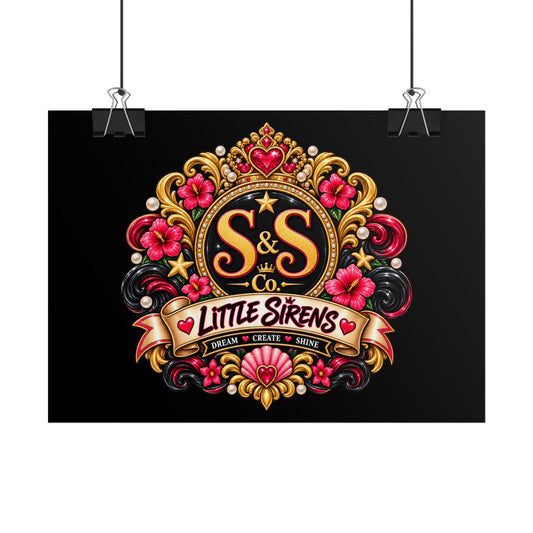 Little Sirens Rolled Poster — Vintage Mermaid Crest Wall Art