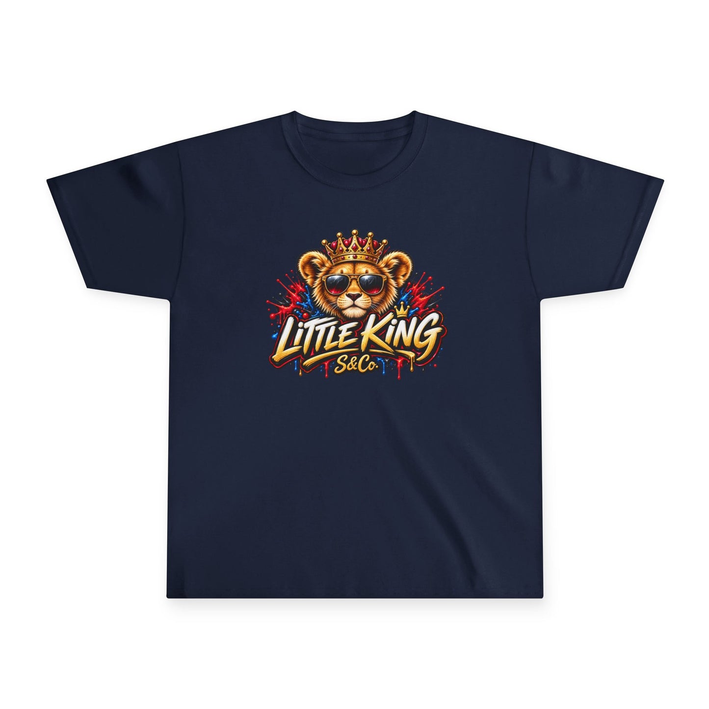 Youth Tee — "Little King" Lion Crown Kids Graphic Shirt