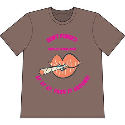 Don't Forget: Pass It Around T-Shirt — Retro Lips Joint Graphic Tee