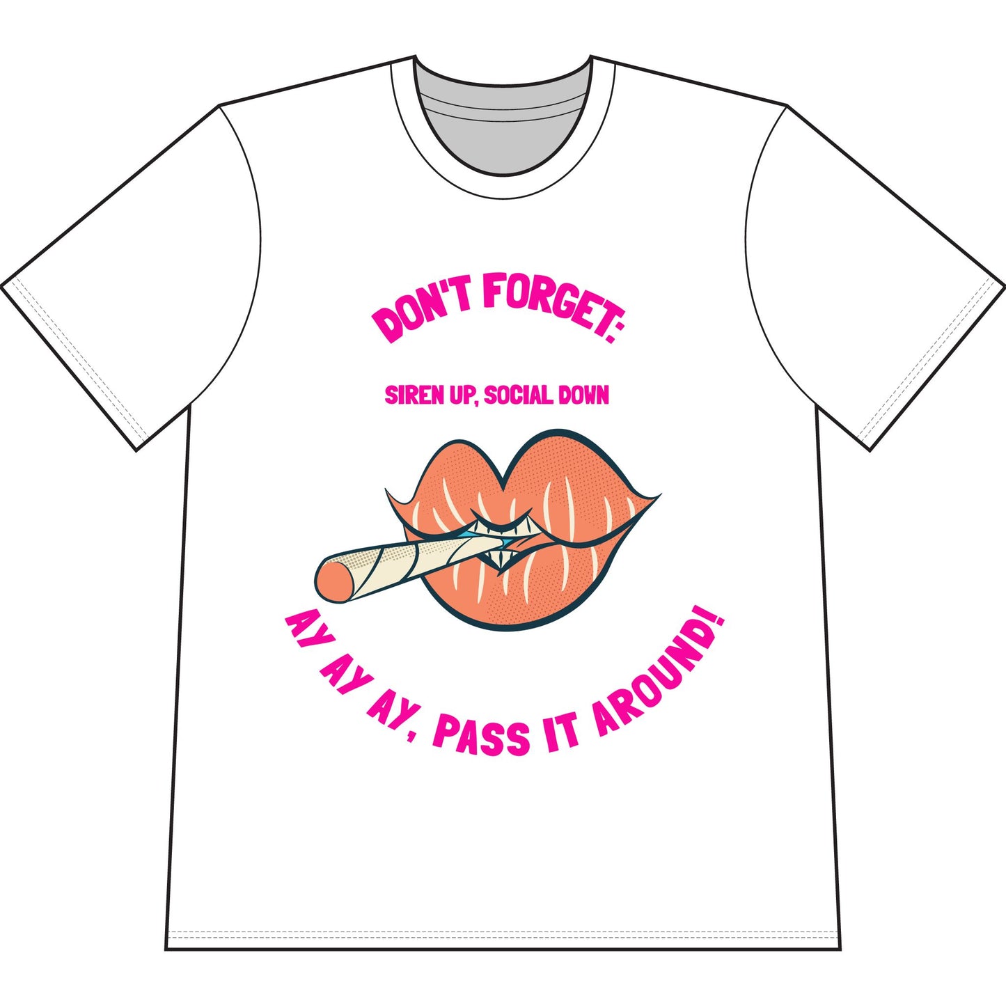 Don't Forget: Pass It Around T-Shirt — Retro Lips Joint Graphic Tee