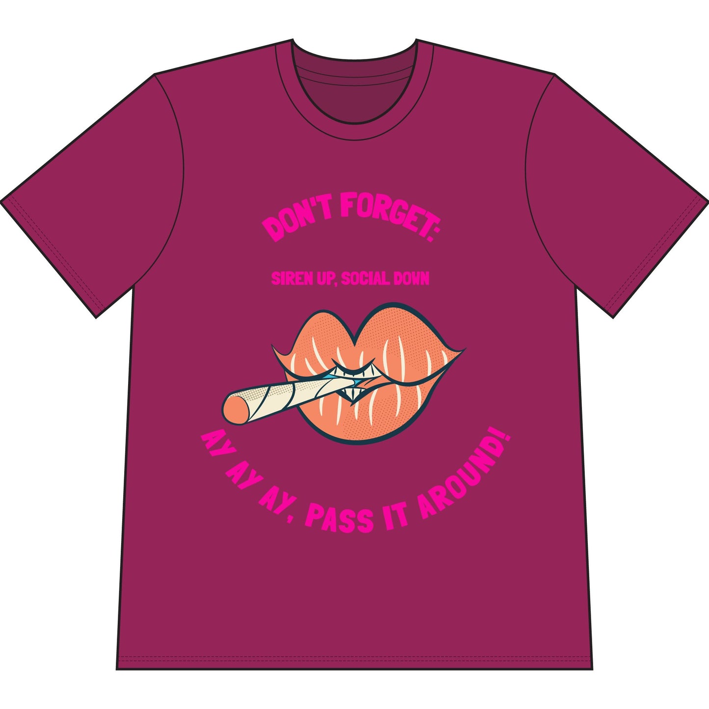 Don't Forget: Pass It Around T-Shirt — Retro Lips Joint Graphic Tee