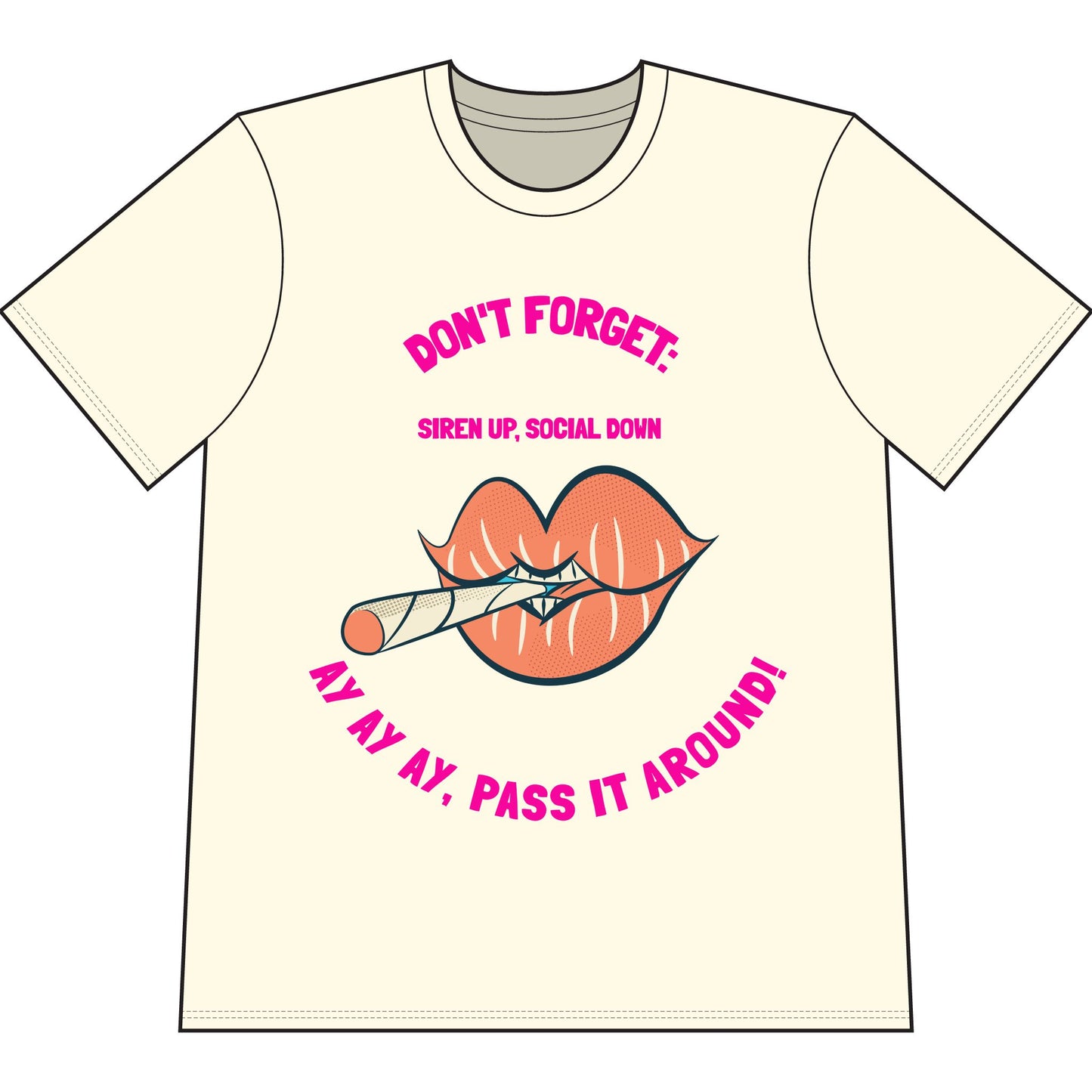 Don't Forget: Pass It Around T-Shirt — Retro Lips Joint Graphic Tee