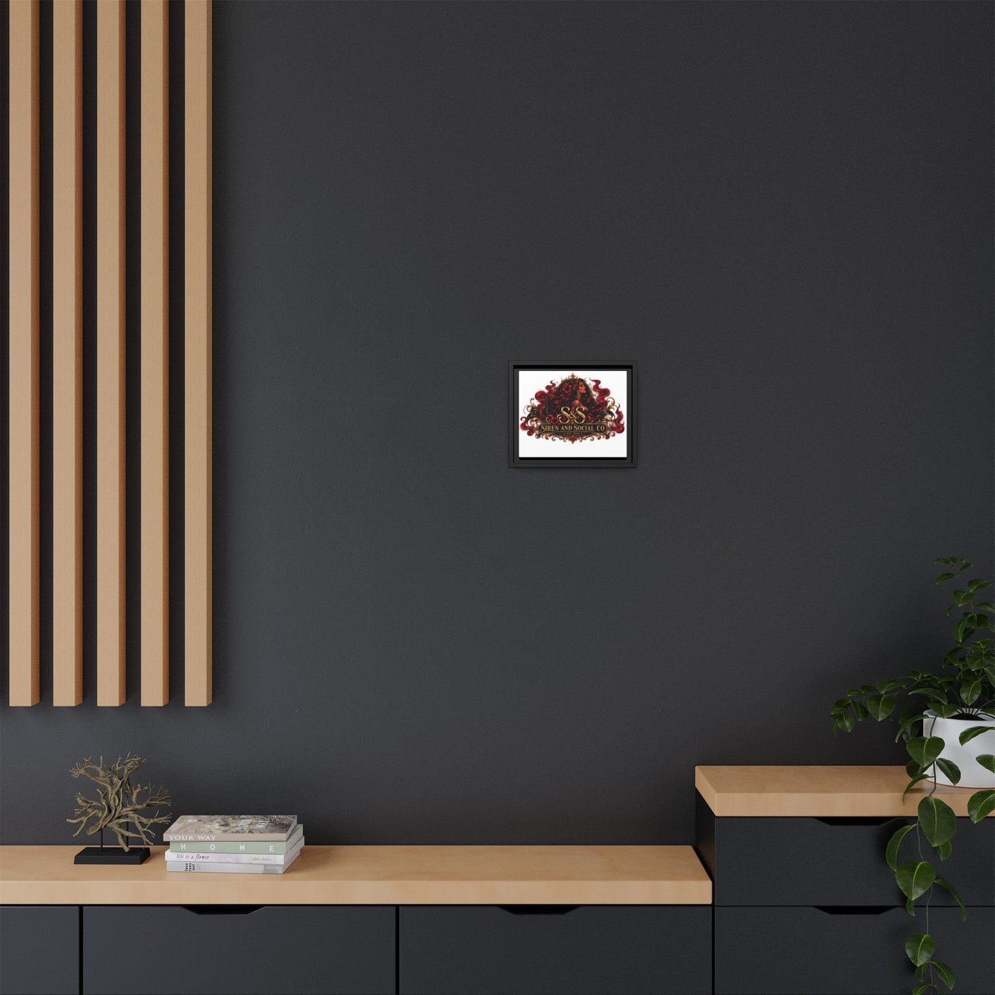 Siren & Social Co. Framed Matte Canvas Art — Red Siren Logo Wall Decor