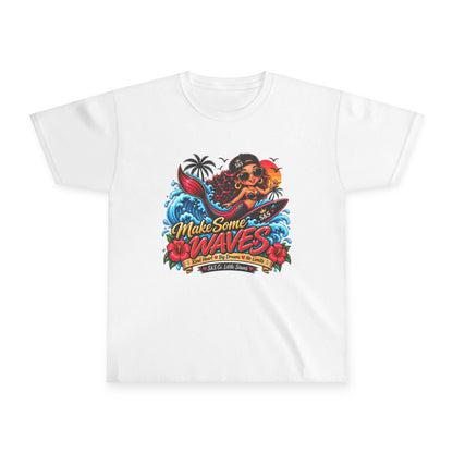 Make Some Waves Youth T‑Shirt — Surf Mermaid Graphic Tee for Kids