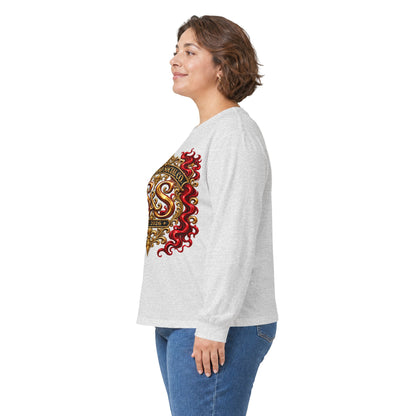 Heraldic Crest Long Sleeve Tee — 'Skin and Skull Co.' Gothic Emblem
