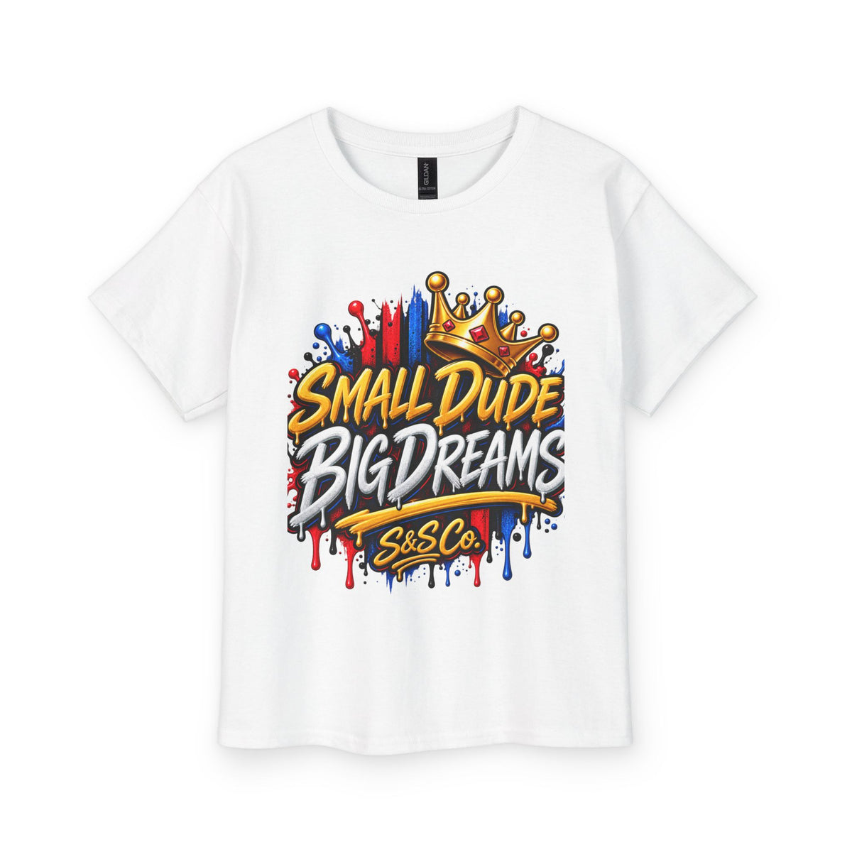 Youth Tee — "Small Dude Big Dreams" Graphic Kids T-Shirt